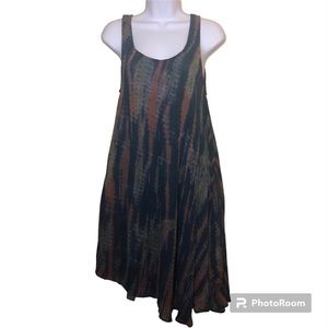 Nicholas K Tank Dress SMALL NWT Tie Dye Asymmetrical Aline Artisan Blue Viscose